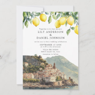 Amalfi-kust Citroner Italien Foto Bröllop Inbjudningar
