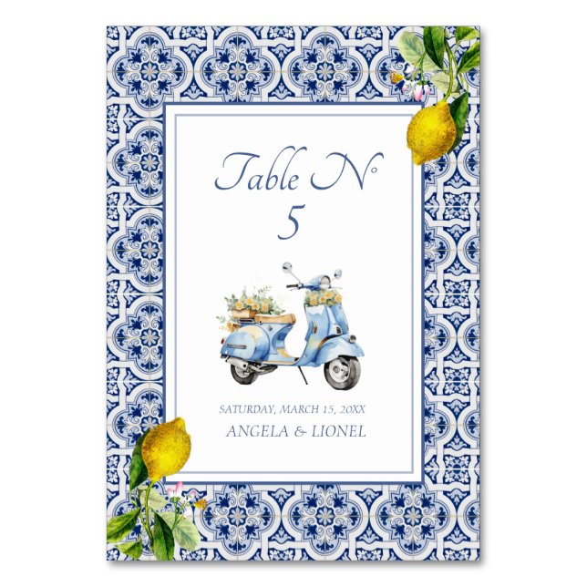 Amalfi-kust citronplattor Italien Personlig   Bordsnummer (Framsidan)