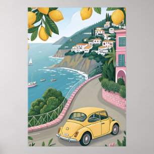 Amalfi-kust italiensk sommar reskonst poster