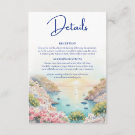 Amalfi-kusten Amore Akvarell Bröllopsdetaljer Tilläggskort