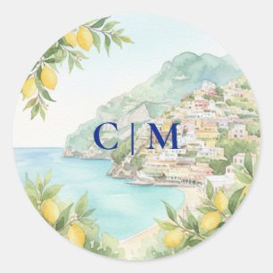 Amalfi-kusten Amore Italien Bröllop Runt Klistermärke