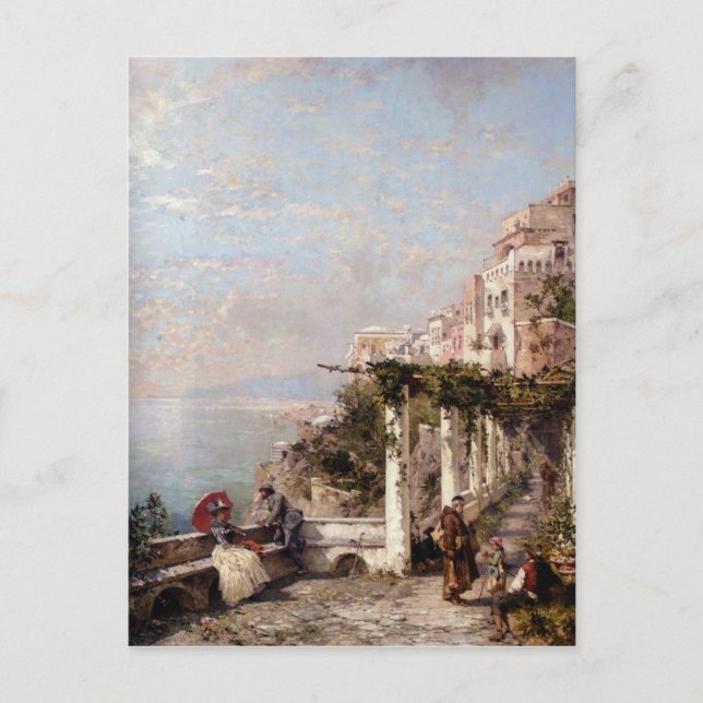 Amalfi Kusten av Franz Richard Unterberger Vykort (Framsida)