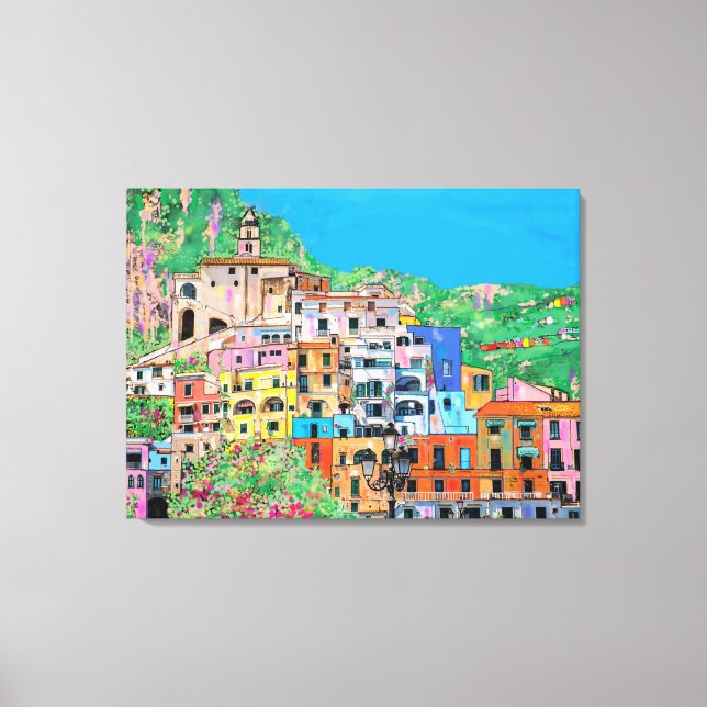 Amalfi Kusten av Italien Traditional Digital Art Canvastryck (Framsida)