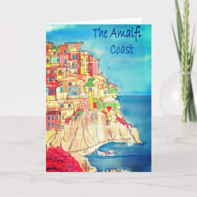 Amalfi kusten av italienhälsningkortet av kort (Framsida)