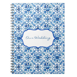 Amalfi Kusten Blue White Tiles Italien Anteckningsbok