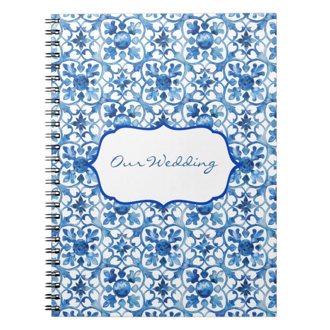 Amalfi Kusten Blue White Tiles Italien Anteckningsbok (Framsidan)