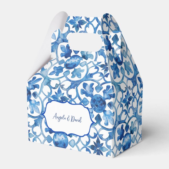 Amalfi Kusten Blue White Tiles Italien Presentaskar (Framsidan Sidan)