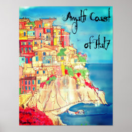 Amalfi Kusten i Italien 11 x 14 tum poster