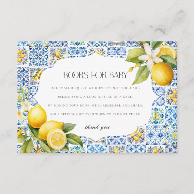 Amalfi Kusten Italien Bokar för Baby Inbjudan Info (Framsida)