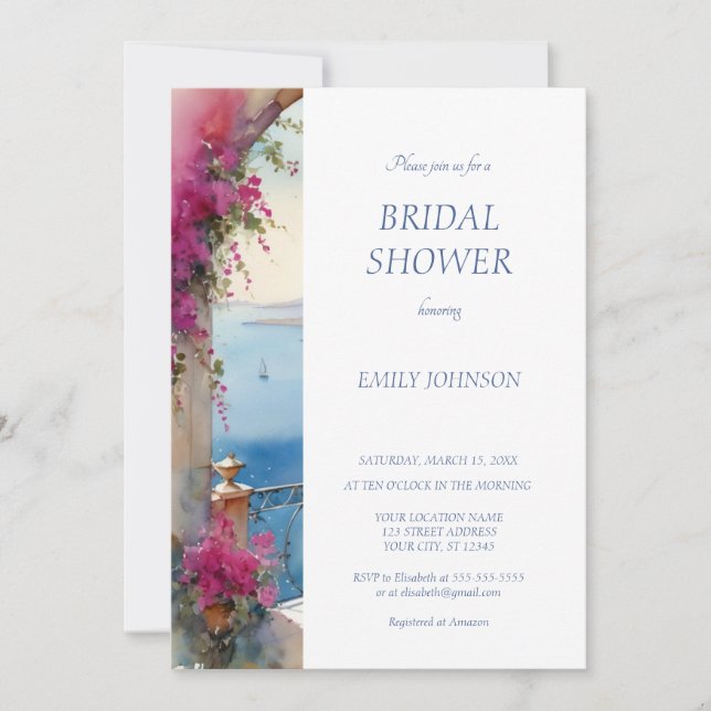 Amalfi Kusten Italien Bougainvillea Möhippa Inbjudningar (Framsida)