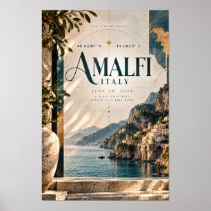 Amalfi-kusten Italien Elegant Medelhavet Resa Wa Poster