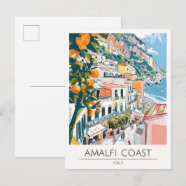 Amalfi-kusten Italien Konst Illustration Resa Vykort