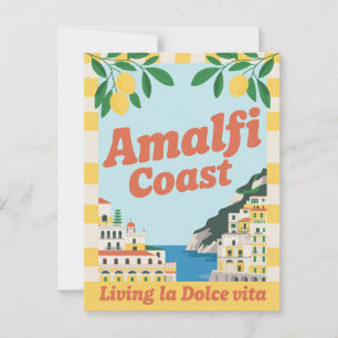 Amalfi Kusten Italien Retro Living la Dolce Vita Vykort