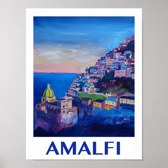 Amalfi kusten Italien Retro Poster (Framsidan)