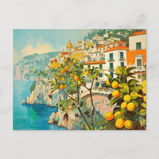 Amalfi-kusten, Italien Retro Resa Vykort
