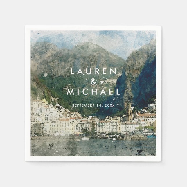 Amalfi kusten italien scener bröllop servetter som (Framsidan)