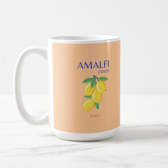 Amalfi Kusten, Italien, Travel Art, Pastel, Orange Kaffemugg (Vänster)