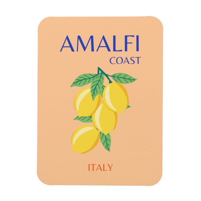 Amalfi Kusten, Italien, Travel Art, Pastel, Orange Magnet (Vertikal)