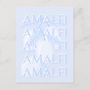 Amalfi Kusten, Italien, Travel Art, Preppy, Blue Vykort