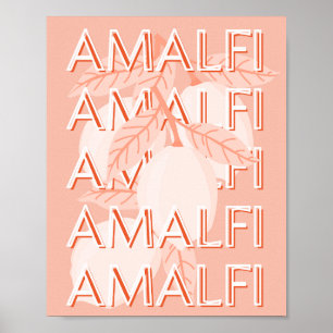Amalfi Kusten, Italien Travel Art, Preppy, Minimal Poster