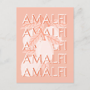 Amalfi Kusten, Italien Travel Art, Preppy, Minimal Vykort
