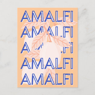 Amalfi Kusten, Italien Travel Art, Preppy, Orange Helg Vykort