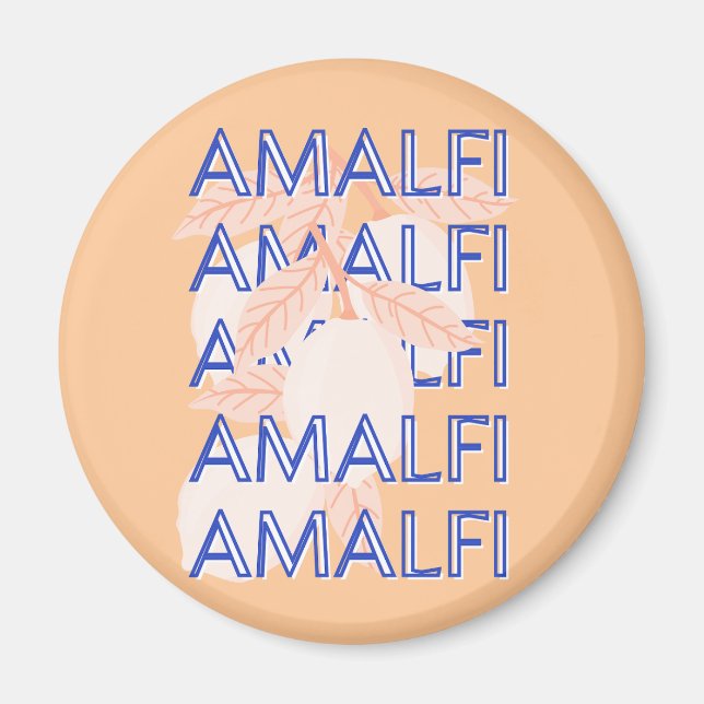 Amalfi Kusten, Italien Travel Art, Preppy, Orange Magnet (Framsidan)
