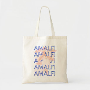 Amalfi Kusten, Italien Travel Art, Preppy, Orange Tygkasse