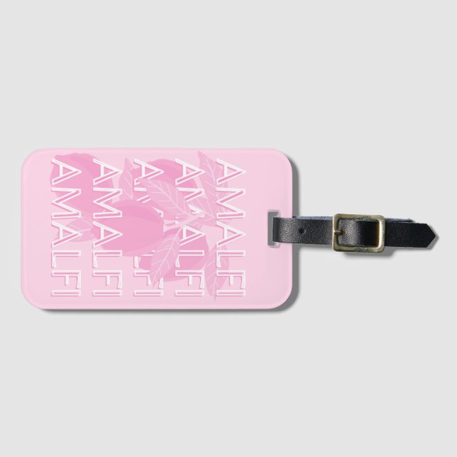 Amalfi Kusten, Italien, Travel Art, Preppy, Rosa Bagagebricka (Framsida horisontal)