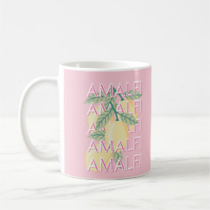 Amalfi Kusten, Italien, Travel Art, Preppy, Rosa Kaffemugg