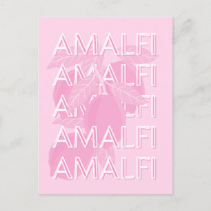 Amalfi Kusten, Italien, Travel Art, Preppy, Rosa Vykort