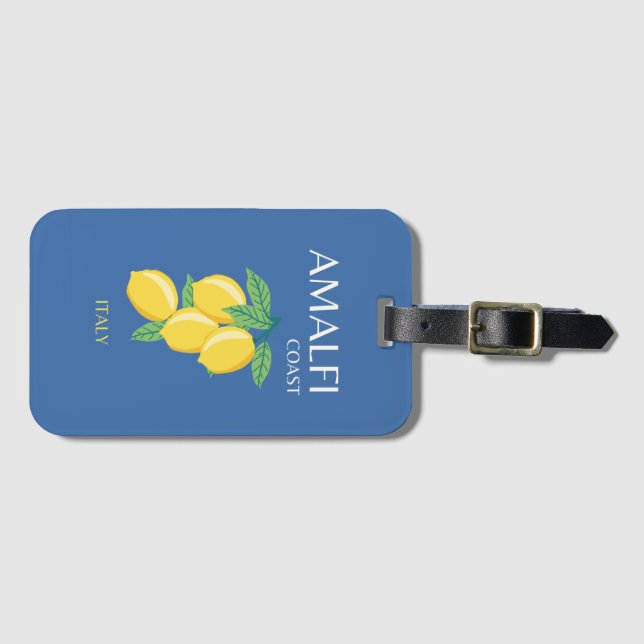 Amalfi Kusten, Italien, Travel Art, Retro, Blue Bagagebricka (Framsida horisontal)
