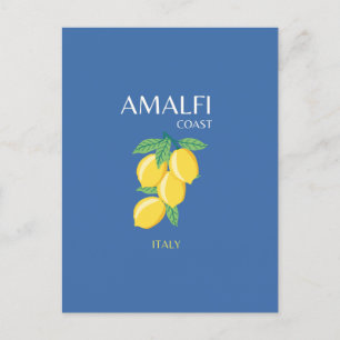 Amalfi Kusten, Italien, Travel Art, Retro, Blue Helg Vykort