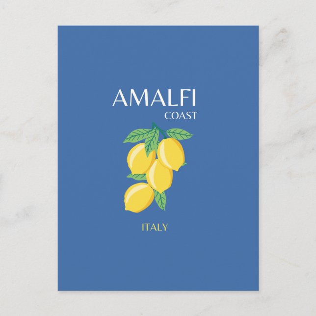Amalfi Kusten, Italien, Travel Art, Retro, Blue Helg Vykort (Framsida)