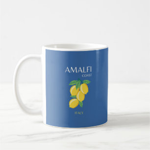 Amalfi Kusten, Italien, Travel Art, Retro, Blue Kaffemugg