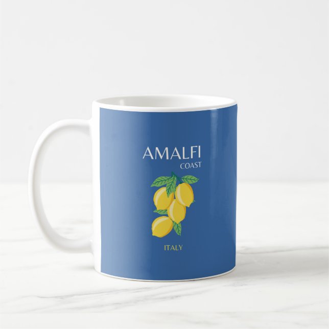 Amalfi Kusten, Italien, Travel Art, Retro, Blue Kaffemugg (Vänster)