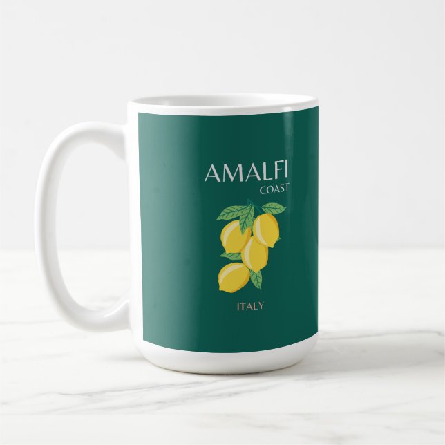 Amalfi Kusten, Italien, Travel Art, Retro, Grönt Kaffemugg (Vänster)