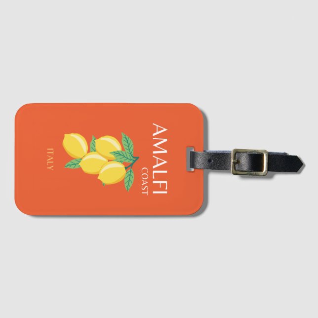 Amalfi Kusten, Italien, Travel Art, Retro, Orange Bagagebricka (Framsida horisontal)
