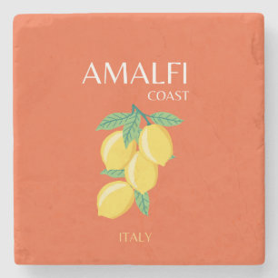 Amalfi Kusten, Italien, Travel Art, Retro, Orange Stenunderlägg