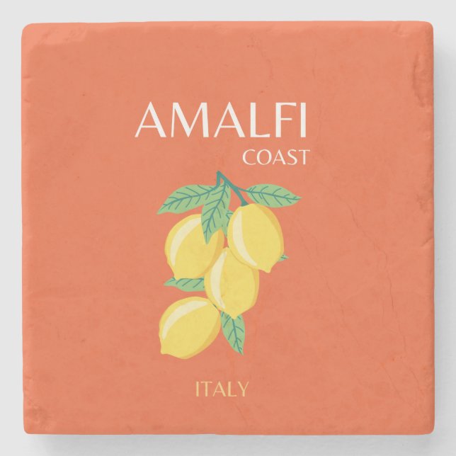Amalfi Kusten, Italien, Travel Art, Retro, Orange Stenunderlägg (Framsidan)