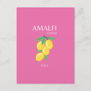 Amalfi Kusten, Italien, Travel Art, Rosa, Preppy Helg Vykort