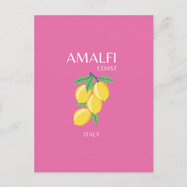 Amalfi Kusten, Italien, Travel Art, Rosa, Preppy Helg Vykort (Framsida)