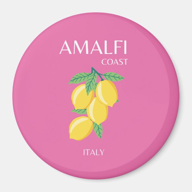 Amalfi Kusten, Italien, Travel Art, Rosa, Preppy Magnet (Framsidan)