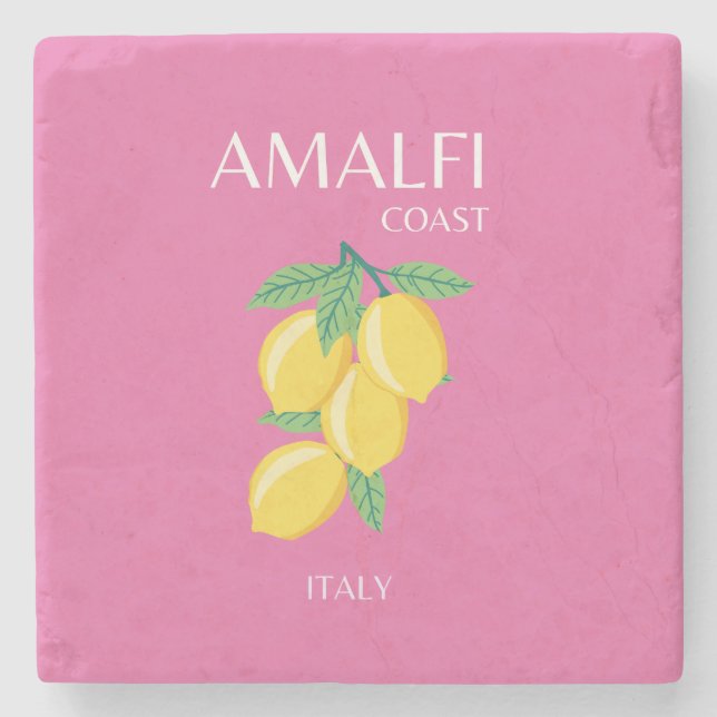 Amalfi Kusten, Italien, Travel Art, Rosa, Preppy Stenunderlägg (Framsidan)