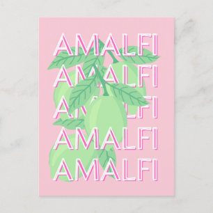 Amalfi Kusten, Italien Travel Art, Rosa Vykort