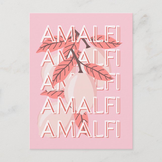 Amalfi Kusten, Italien Travel Art, sommarresekonst Vykort (Framsida)