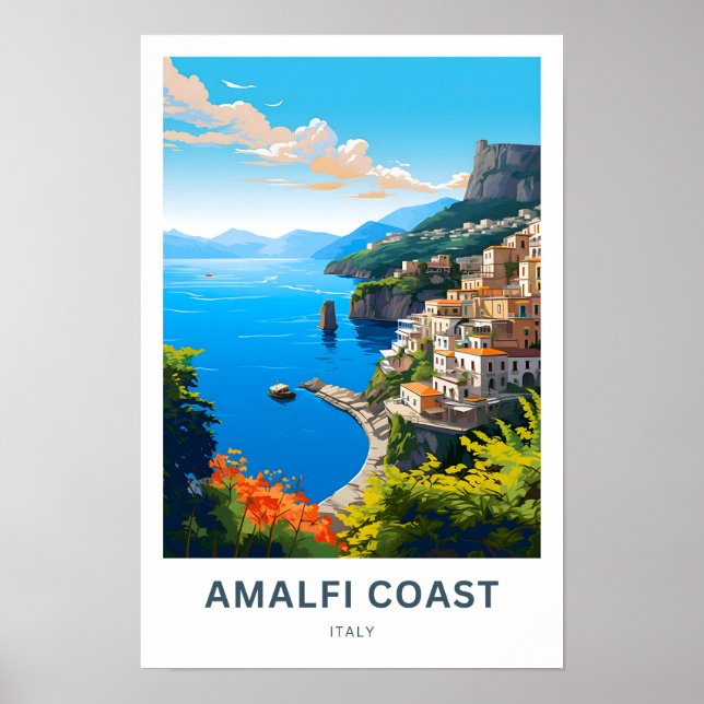 Amalfi Kusten Italien Travel Print Poster (Framsidan)