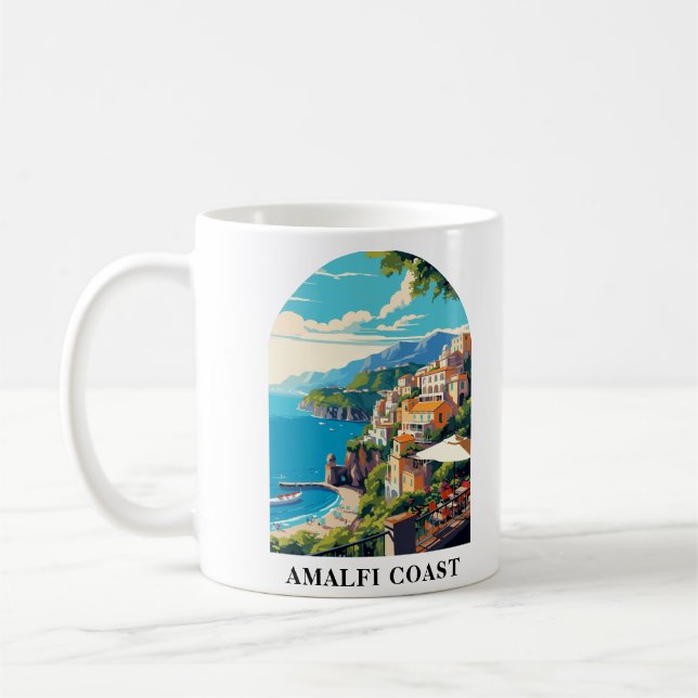 Amalfi Kusten Italien Travel Retro Kaffemugg (Vänster)