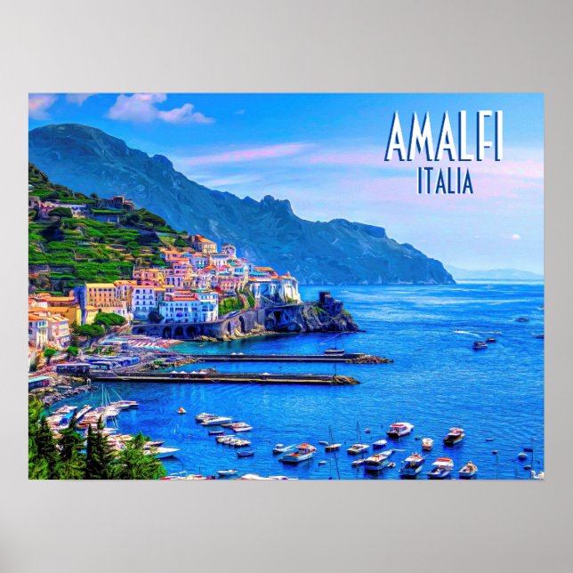 Amalfi Kusten Italien Travel Retro Poster (Framsidan)