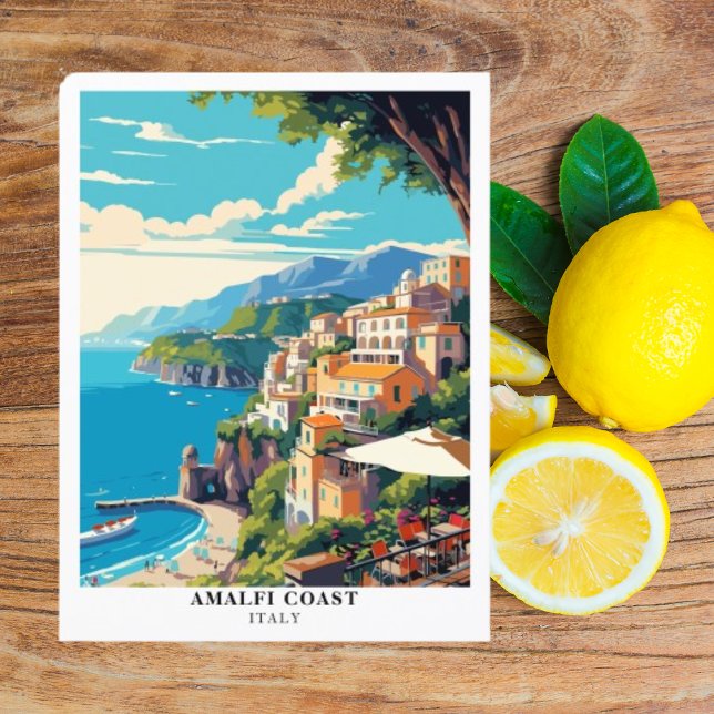 Amalfi Kusten Italien Travel Retro Vykort (Amalfi Coast Italy Postcard)